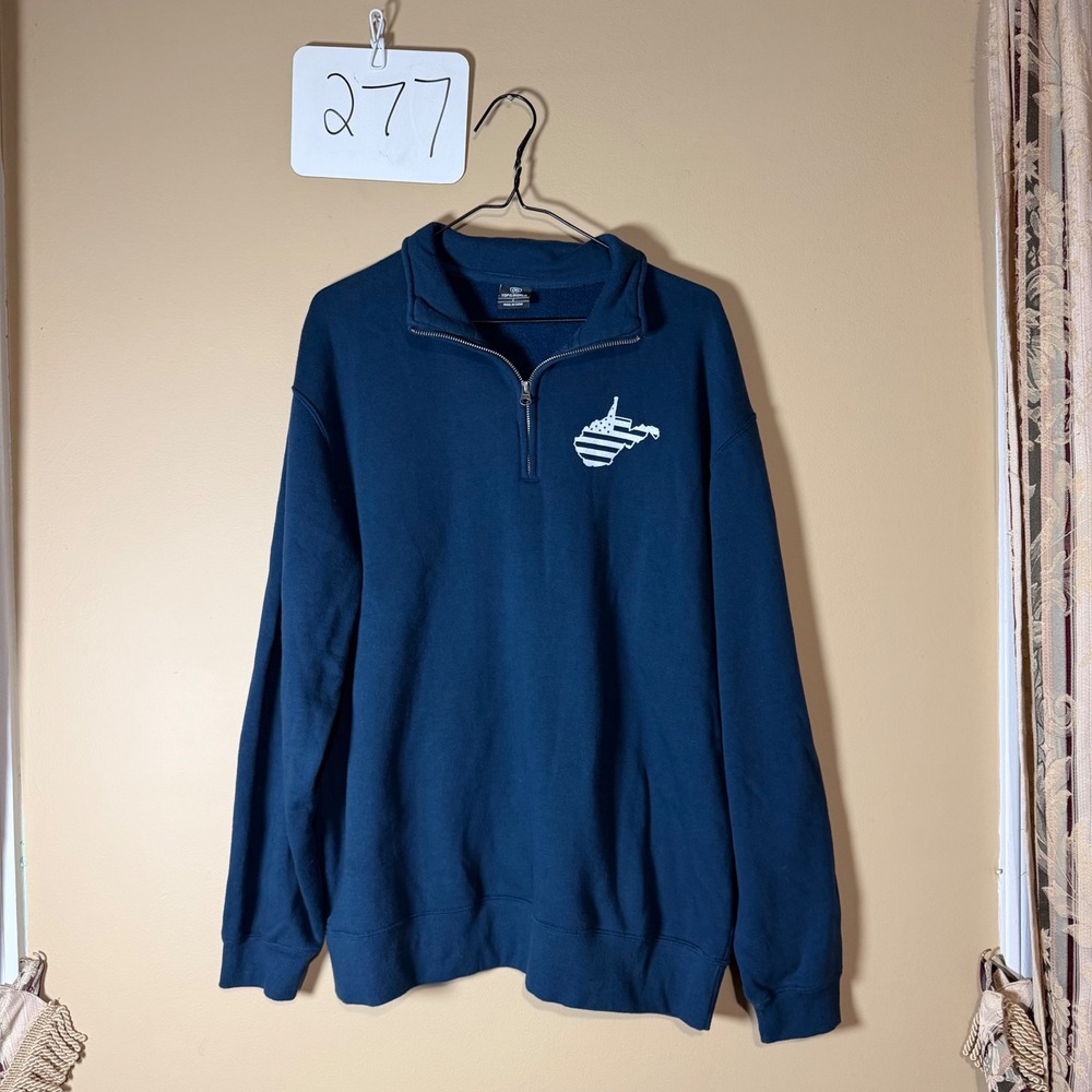 Top of the World Mens West Virginia Flag Quarter Zip Fleece Sweatshirt Navy L